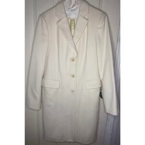 Vintage United Colors of Benetton Cream Wool Blend Overcoat Size M Medium